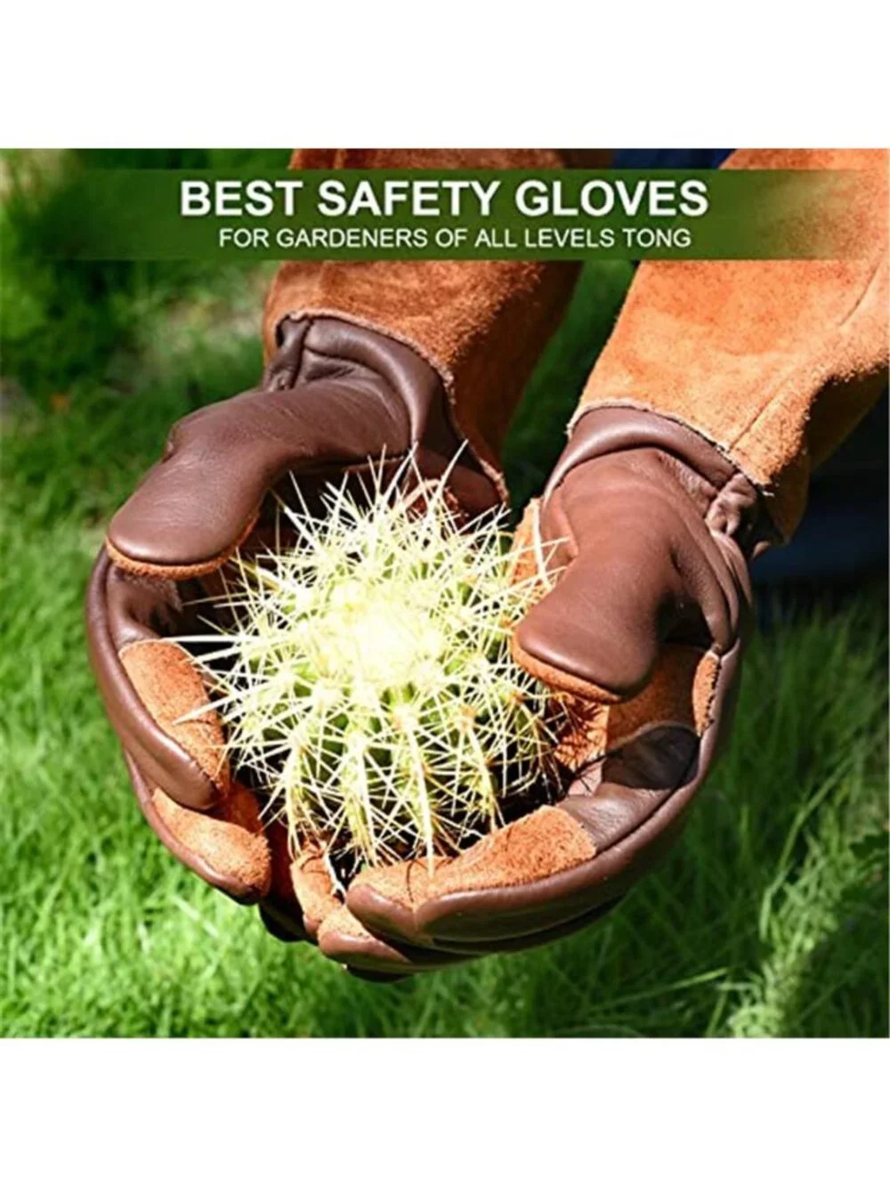 Women's Long Gardening Gloves Thorn Proof Rose Pruning Cowhide Leather